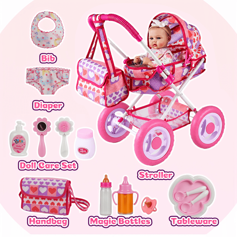 RSG 10-Piece Baby Doll Stroller Set with Feeding Accessories photo 2
