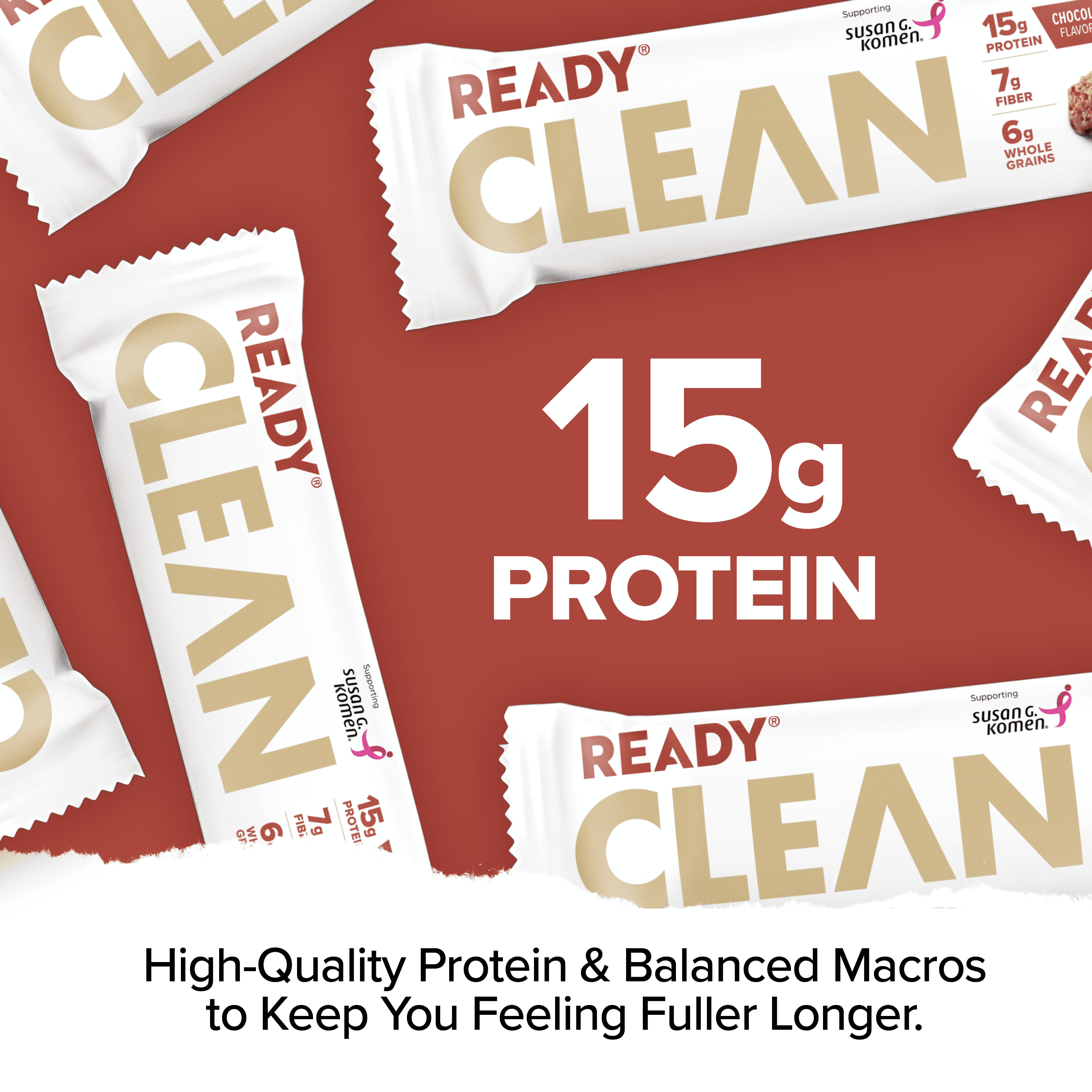 (3 pack) Ready Clean Protein Bar, Chocolate Peanut Butter, 15 Count