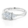 thumbnail image 4 of Gem Stone King 10K White Gold White Moissanite Engagement Ring | 1.12 Cttw | Princess Center 5MM | Trillion 3.5MM | Three Stone Wedding Anniversary Promise Ring for Women (Size 9), 4 of 6