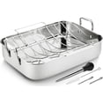 thumbnail image 1 of JY COOKMENT Roasting Pan with Baking Rack, 16.5 Inch Stainless Steel Turkey Roaster with Rack, Baster. Great for Turkey, Chicken, Ham, Vegetables, 1 of 8