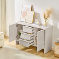 thumbnail image 5 of 47.3" Mid Century Modern Sideboard Buffet Cabinet with Solid Wood Handles, 2 Doors and 3 Drawers for Kitchen Dining Living Room Storage, White, 5 of 18