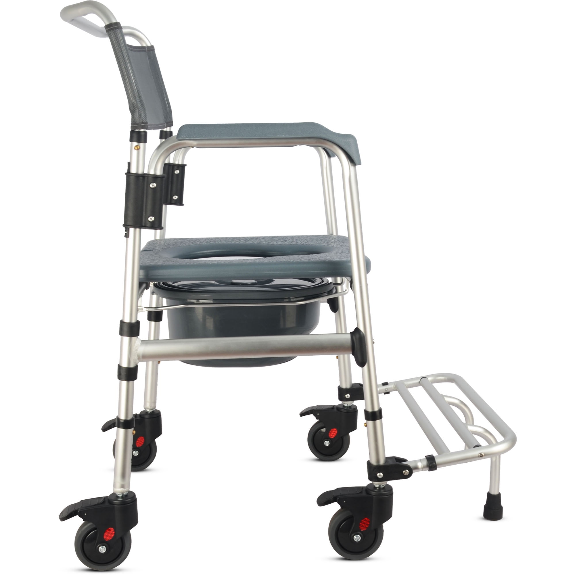 HygiCare 3 in 1 Commode Chair, Tool-Free, Aluminum, Heavy-duty, Up to 300 lbs, Adjustable Height, with Bucket