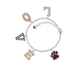 thumbnail image 2 of Delight Jewelry Silvertone Large Maroon Paw Multi-Colored Crystal Love Charm Bracelet, 2 of 5