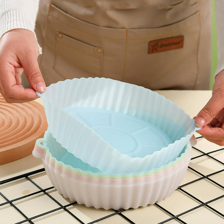 Air Fryer Silicone Pot Oven Baking Tray Basket Mat Grill Pan Accessories  Round