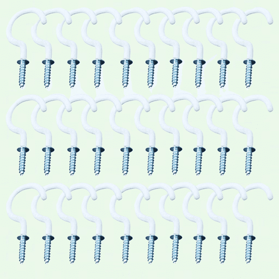 30 pcs 1 inch White Vinyl Coated Screw-in Cup Hooks, Heavy Duty Eye Hooks for Hanging Plants
