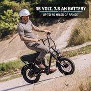 GOTRAX Ranger16 Adult Electric Bike - 36V 20 MPH Speed, 24 Mile Range, 16 x 3 Fat Tires, Moped Style, Black