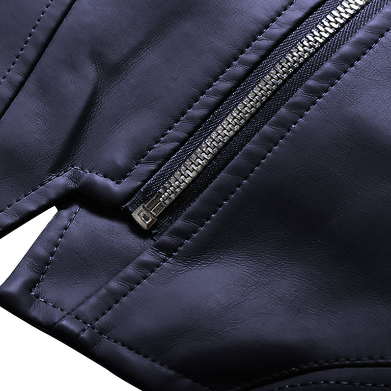 Pu Leather Print Biker Jacket, Street Wear Zipper Solid Long