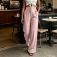 thumbnail image 5 of VEKDONE Dress Pants for Women Dressy Button Zipper Business Work Suit Pants Casual High Waisted Pleated Straight Trousers Solid Color Office Long Pants with Pockets Pink L, 5 of 6