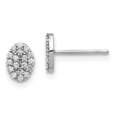 thumbnail image 1 of Boucles d'Oreilles Ovales en Or Blanc 14K avec Diamants en Grappe, 1 of 2
