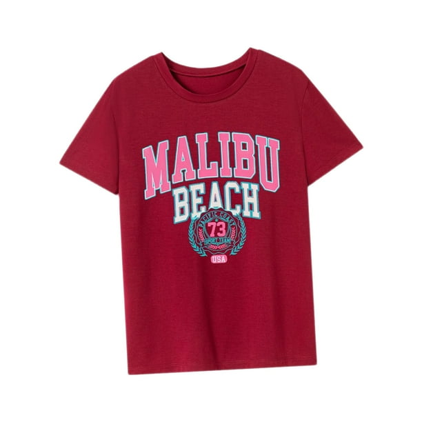 Camiseta de Cuello Redondo para Mujer Salvador Básica Informal para Deportes L