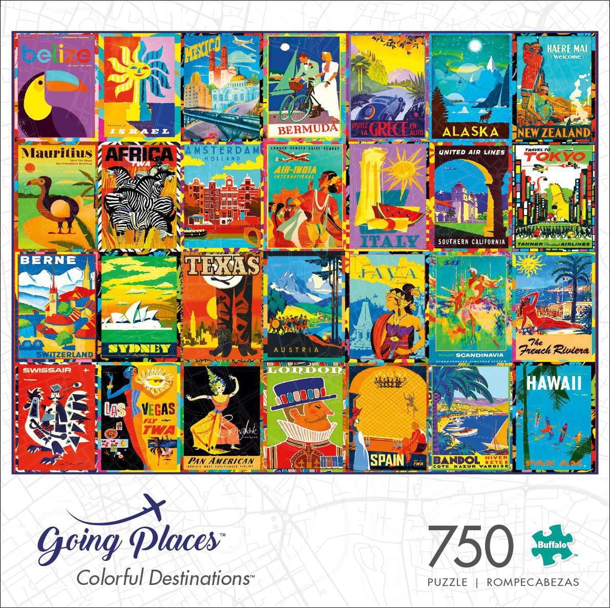 Buffalo Games Le puzzle Going Places Colorful Destinations en 750 pièces