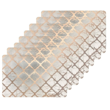 

Dainty Home Marble Trellis Cork Foil Printed Trellis Designed 12 x 18 Rectangular Placemat Set Of 8 In Rose Gold