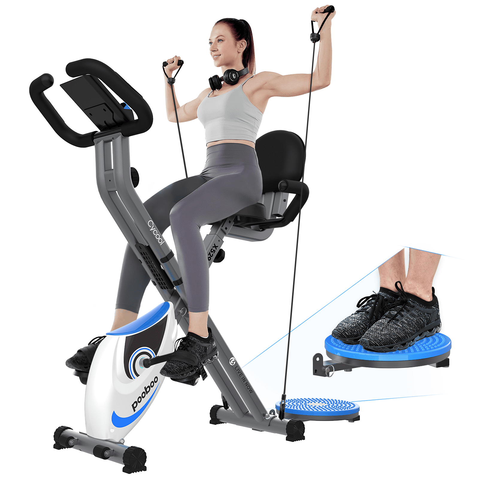 Portable 3IN1 Cardio Exercise Bike LCD Monitor Gym Cycle Fitness Trainer Indoor 