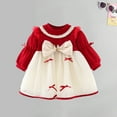 thumbnail image 5 of LFEOOST Toddler Dress Autumn Winter Bow Girls Long Sleeve Dress Cute Mesh Birthday Party Dress Flower Girl Dress 1-4 Months (Red, 3Y（100/10）), 5 of 6