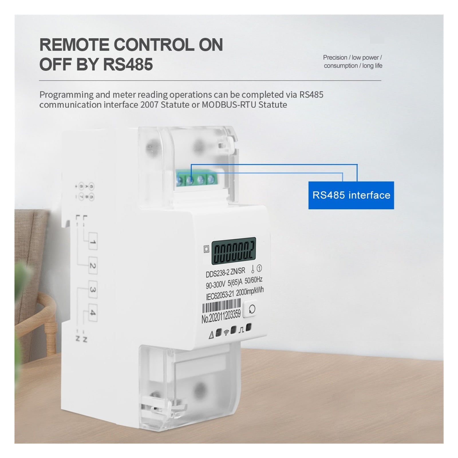 Single Phase Remote Control ON/OFF 65A Multi Function Din Rail Energy Meter 90-300V Kwh Watt Hour Meter Power Consumption Monitor ,Overload Protection