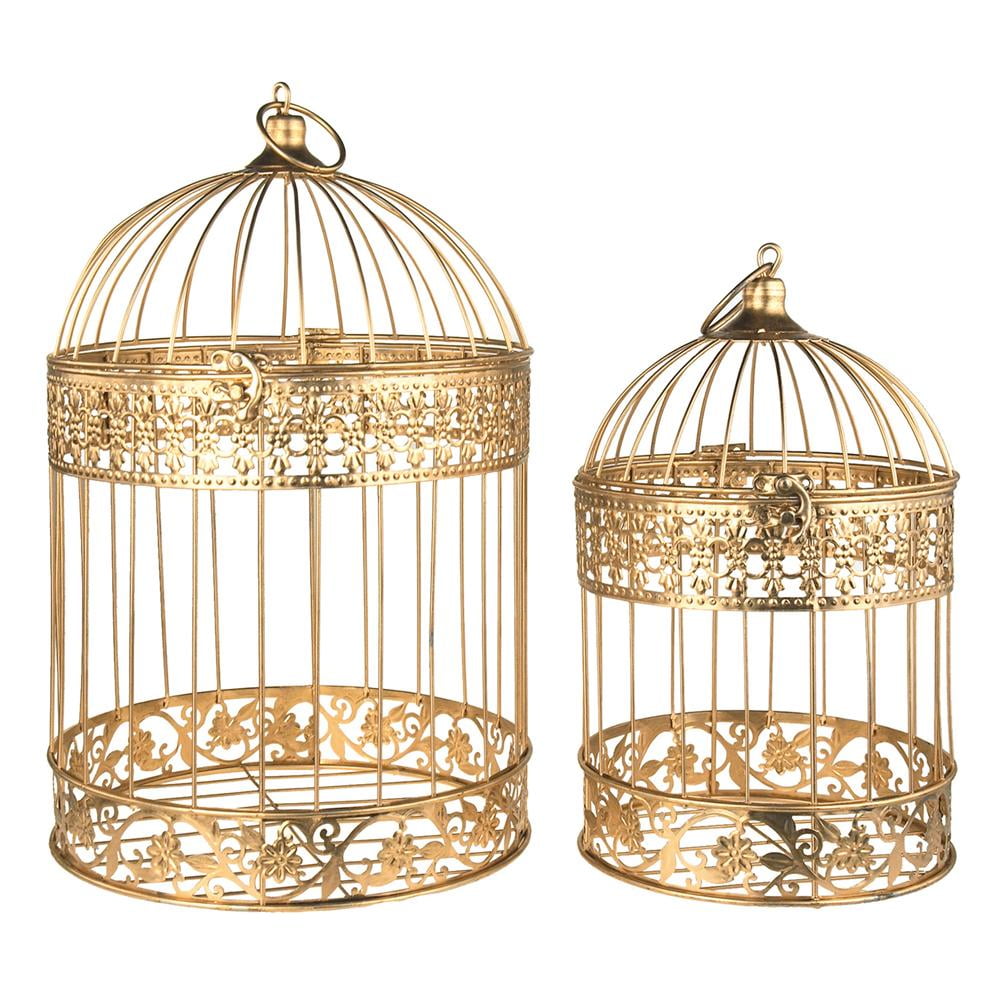 Copper & Gold NWT Bird Cage Ornament Birdcage Glitter Beads Sequins 