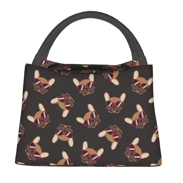 Balery Bulldog with Sunglasses Bolsa de Aislamiento Portátil – Bolsa de Almuerzo con Forro de Aluminio Mejorado, Funda Impermeable y Fácil de Limpiar para Picnic y Caja de Almuerzo
