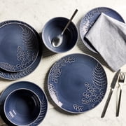 Better Homes & Gardens Ellie Blue Stoneware 12-Piece Dinnerware Set