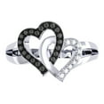 thumbnail image 2 of 0.25 Carat (ctw) Sterling Silver Black & White Diamond Ladies Split Shank Heart Love Promise Ring 1/4 CT, 2 of 4