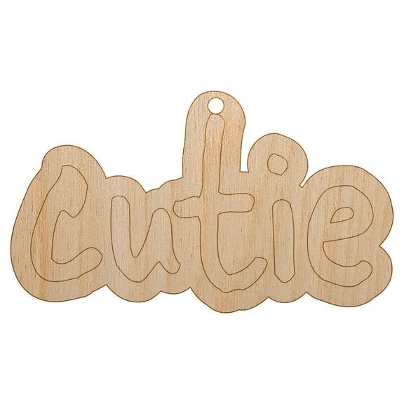 Cutie Cute Fun Text Wood Holiday Christmas Tree Ornament Unfinished DIY Pre-Drilled Craft