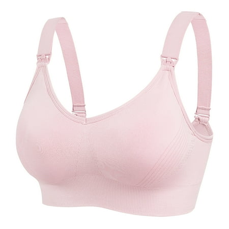 Quealent Nursing Clothing Clearance Pregnant Women s Plain Color Bra Maternity Nursing Bras Vest Tops (Pink M)