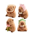 thumbnail image 2 of Juguetes de peluche de capibara de dibujos animados que sostienen una flor, animal de peluche, capibara tostada con bolsa de aguacate y tortuga, cosplay, unicornio, conejo, dinosaurio, 2 of 5