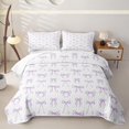 thumbnail image 2 of Erosebridal Cute Bows Bowtie Quilt Full For Kids,Cartoon Bowknot Print Full Bedspread Sets,Purple White,3-Piece, 2 of 7