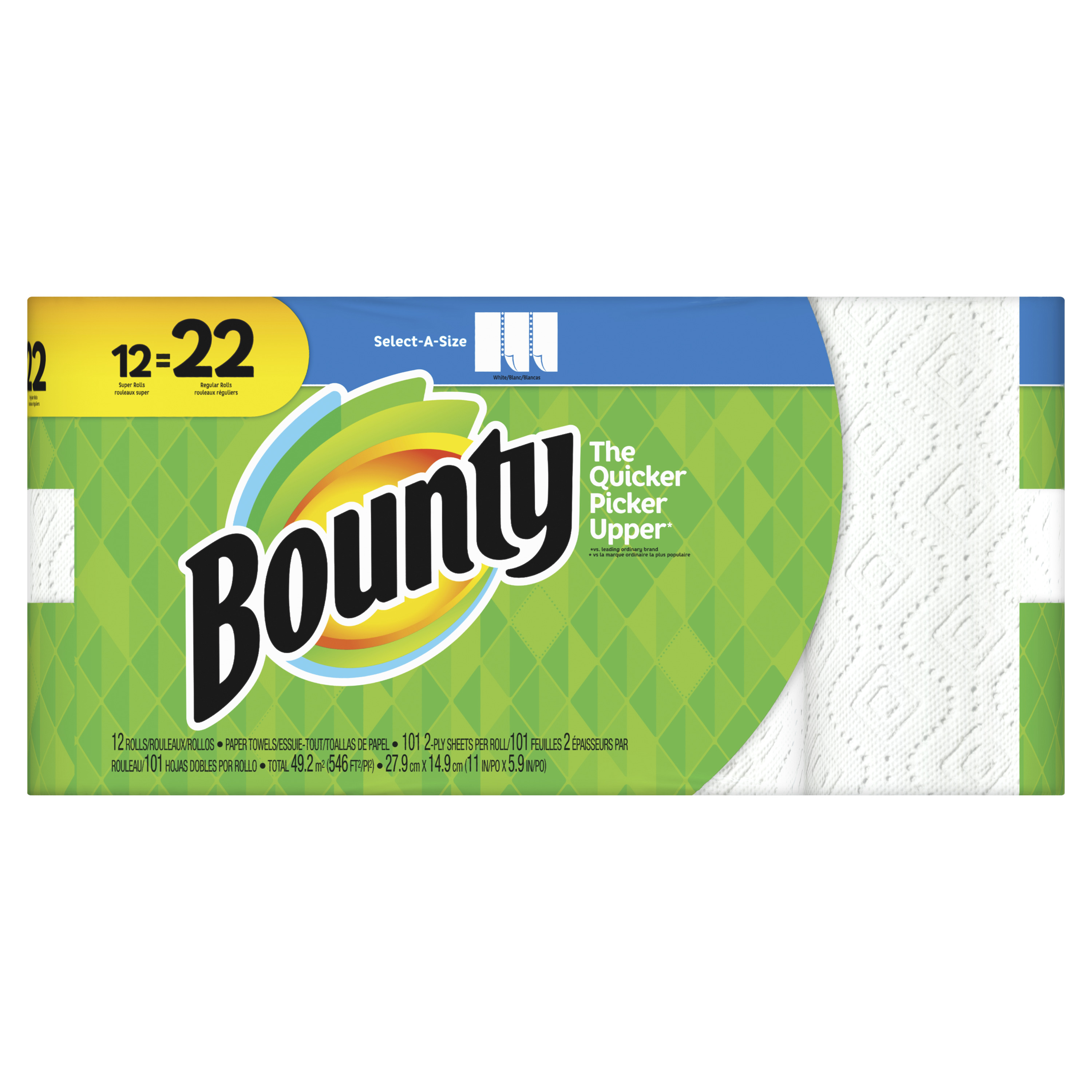 Bounty Select A Size Paper Towels White 12 Super Rolls 22 Regular Rolls