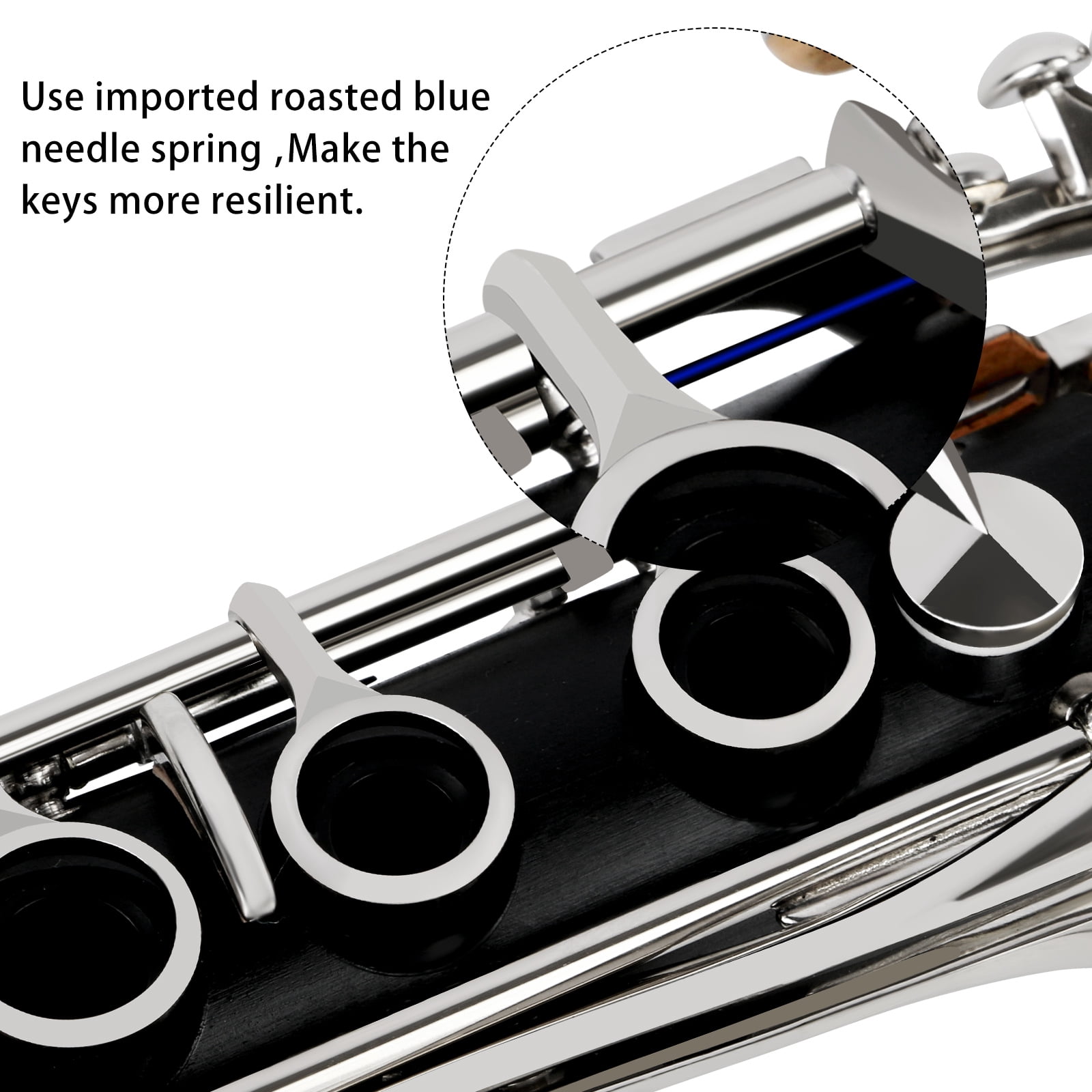 EASTROCK Bb Clarinet Nickel Plated Body 17 Keys Wide Range for Beginners Includes Stand Replacement Barrels Hard Case