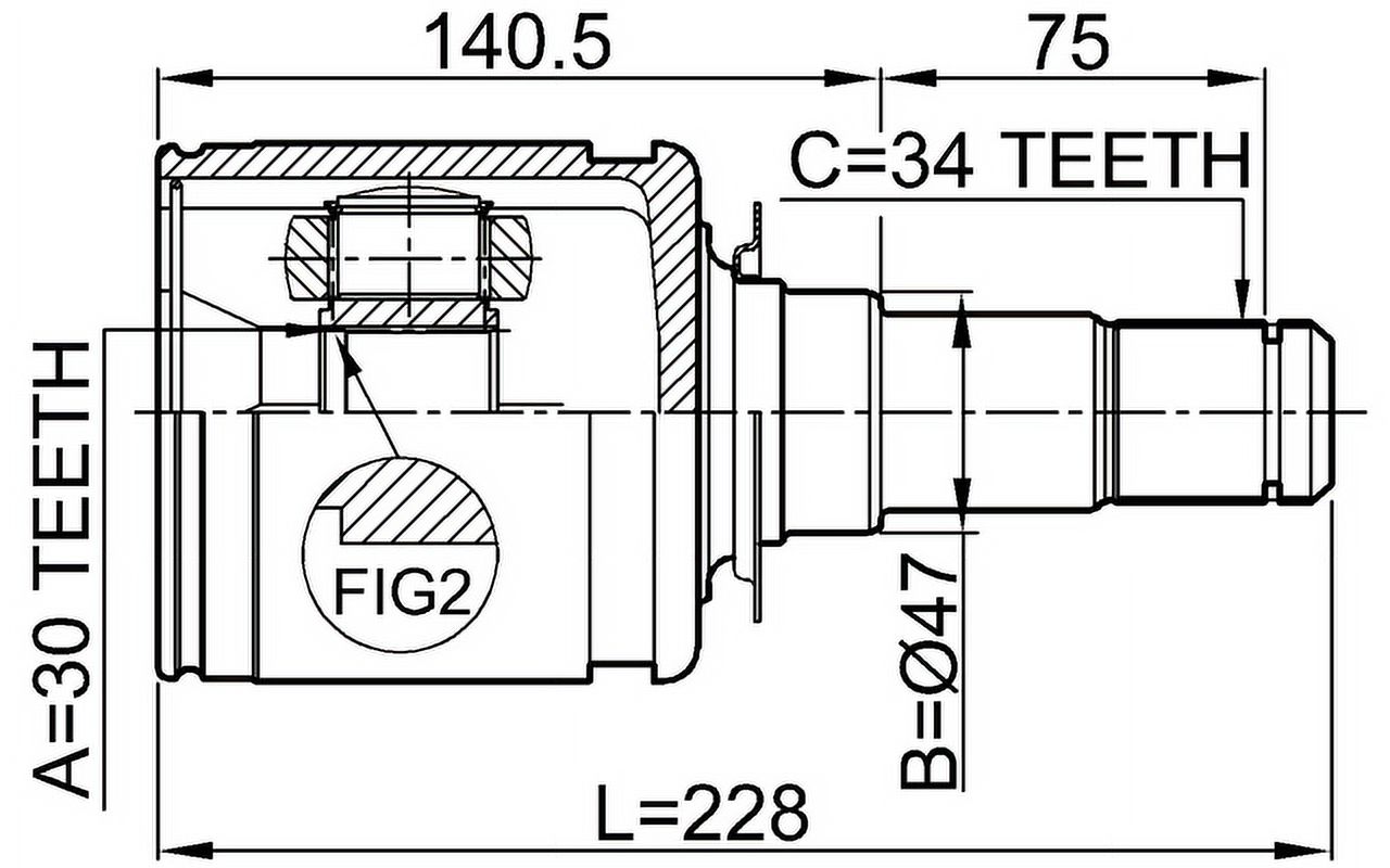 Febest INNER CV JOINT 30X47X34 # 0111-200 OEM 43403-60030