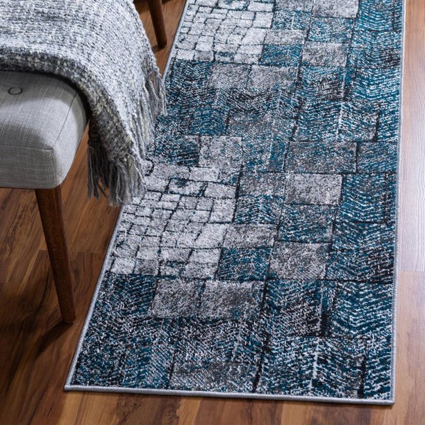 Valencia Collection Runner Rug ‚Äì 6 Ft Runner Grey Low Rug