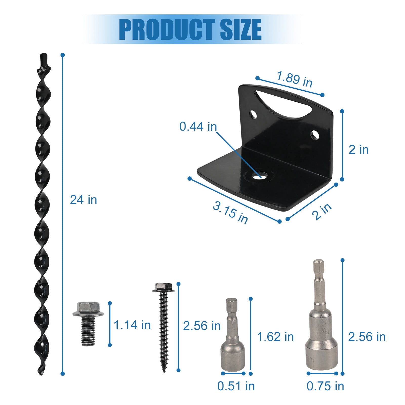 24" Heavy Duty Ground Anchors Screw in, 4 Pack Earth Anchors with Drill Adapter & Brackets, Metal Shed Anchor Kit for Storage Sheds, Mobile Home, Swing Set, Trampoline, Tent, Dog Tie-Out (No Straps)