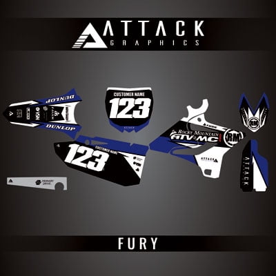 Attack Graphics Custom Fury Complete Bike Restyle Graphics Kit Compatible with Polisport MX Restyling Kit for Yamaha YZ125 2005