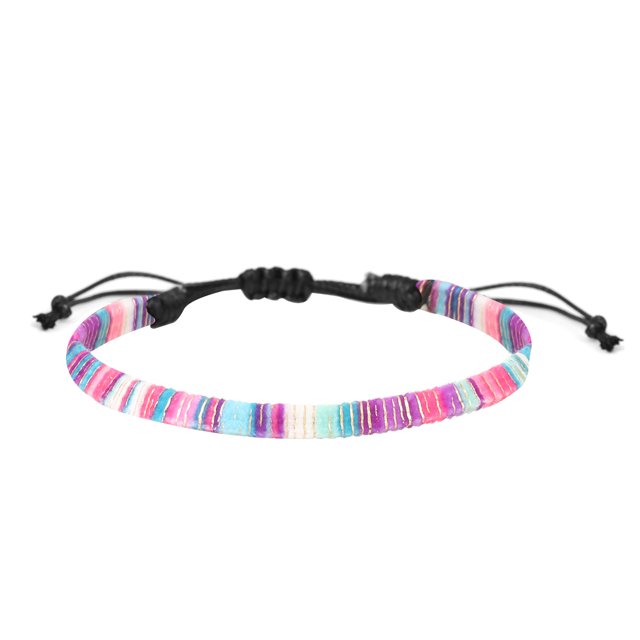 Tobillera de color retro tejida a mano, pulsera ajustable, cadena de playa unisex