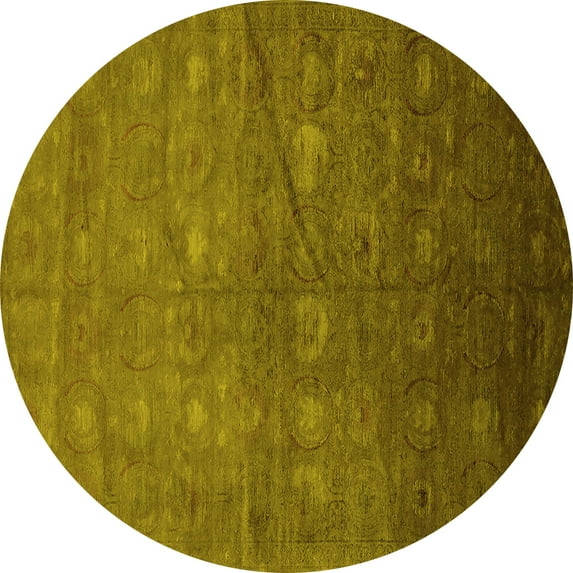 Ahgly Company Indoor Round Oriental Yellow Industrial Area Rugs, 8' Round