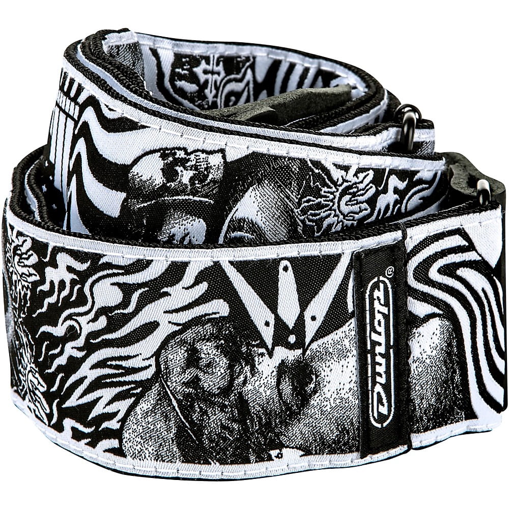 Dunlop ILOVEDUST Guitar Strap - Skulls Black White