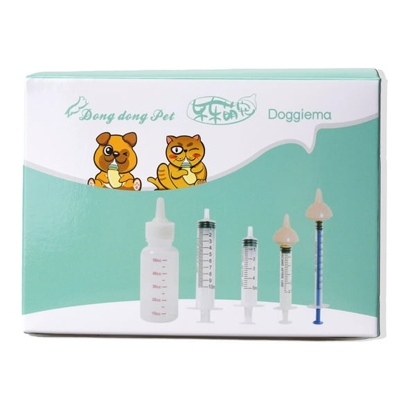 Doggiema Silicone Feeding Nipples and Syringes for Newborn Kittens, Puppies, Small Animals, Rabbits Dongdong pet