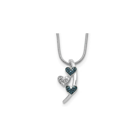1/10 Carat (Ctw) Blue & White Diamond Heart Pendant Necklace in Sterling Silver with Chain