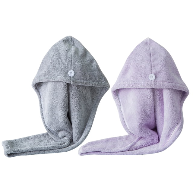 Microfiber Hair Towel Wrap| 2 Pack | Bathroom Essential Accessories | Quick Dry Hair Turban