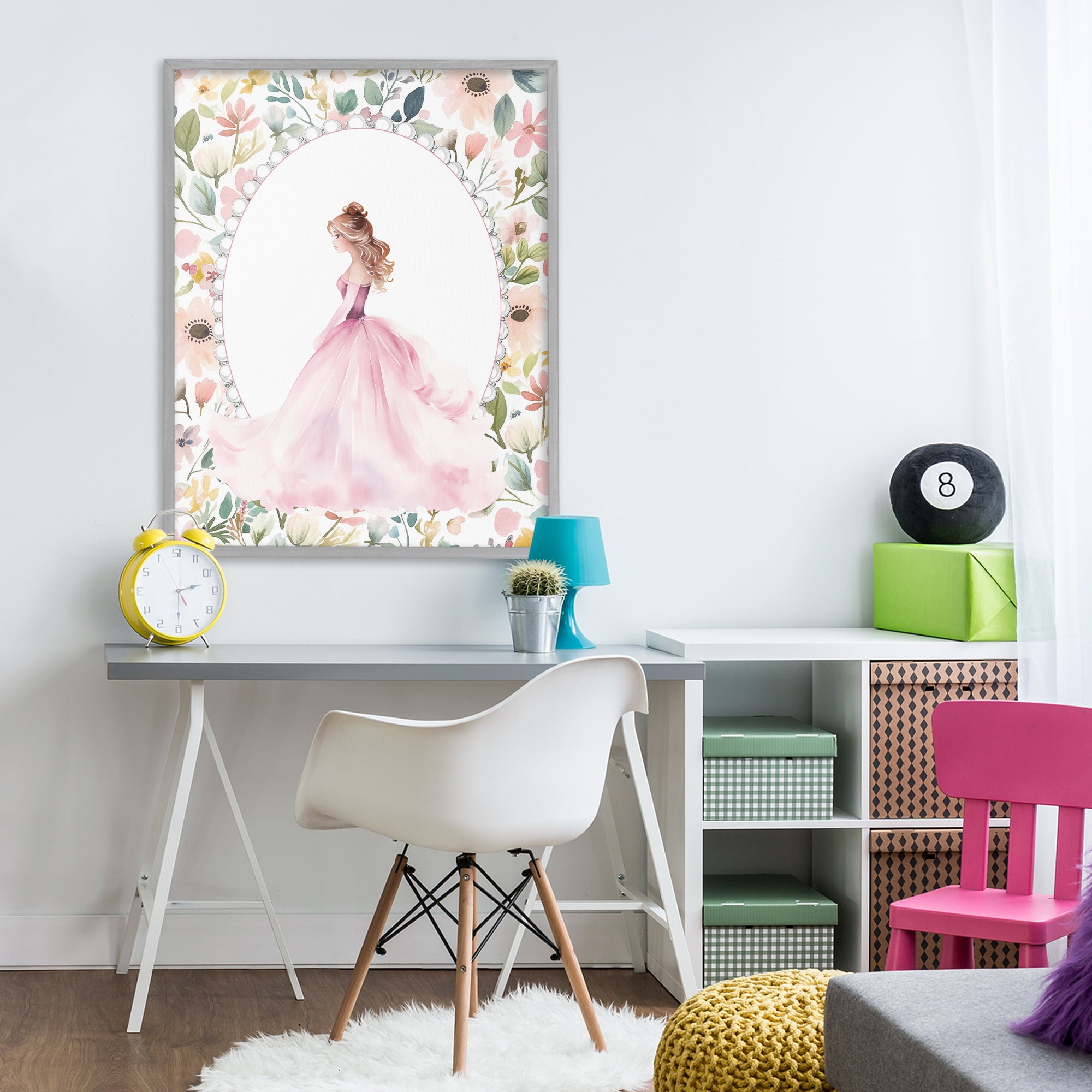 Stupell Industries Elegant Princess Love Gray Framed Giclee Art, design by Christine Simpson Art