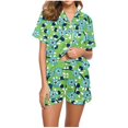 thumbnail image 2 of Njoeus Pajamas Set for Women Short Sleeve Sleepwear Notch Collar Button Down Soft Pjs Lounge Set, 2 of 5