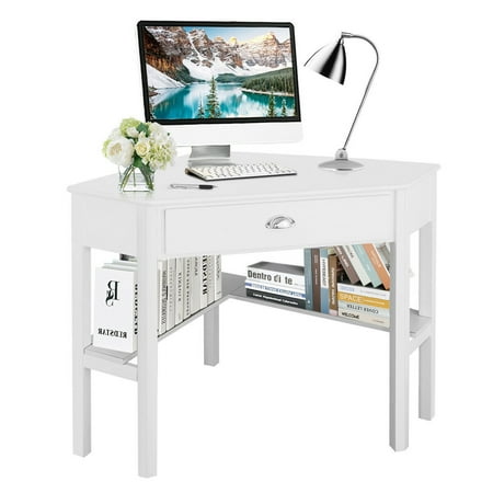 Costway Corner Computer Desk Laptop Writing Table Wood Workstation Home Office (Best Wood To Build A Desk)