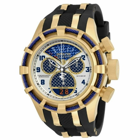 Silver Dial Polyurethane - 17465 Men's Bolt Reserve Silver and Blue Dial Steel and Polyurethane Strap Chrono Dive Watch