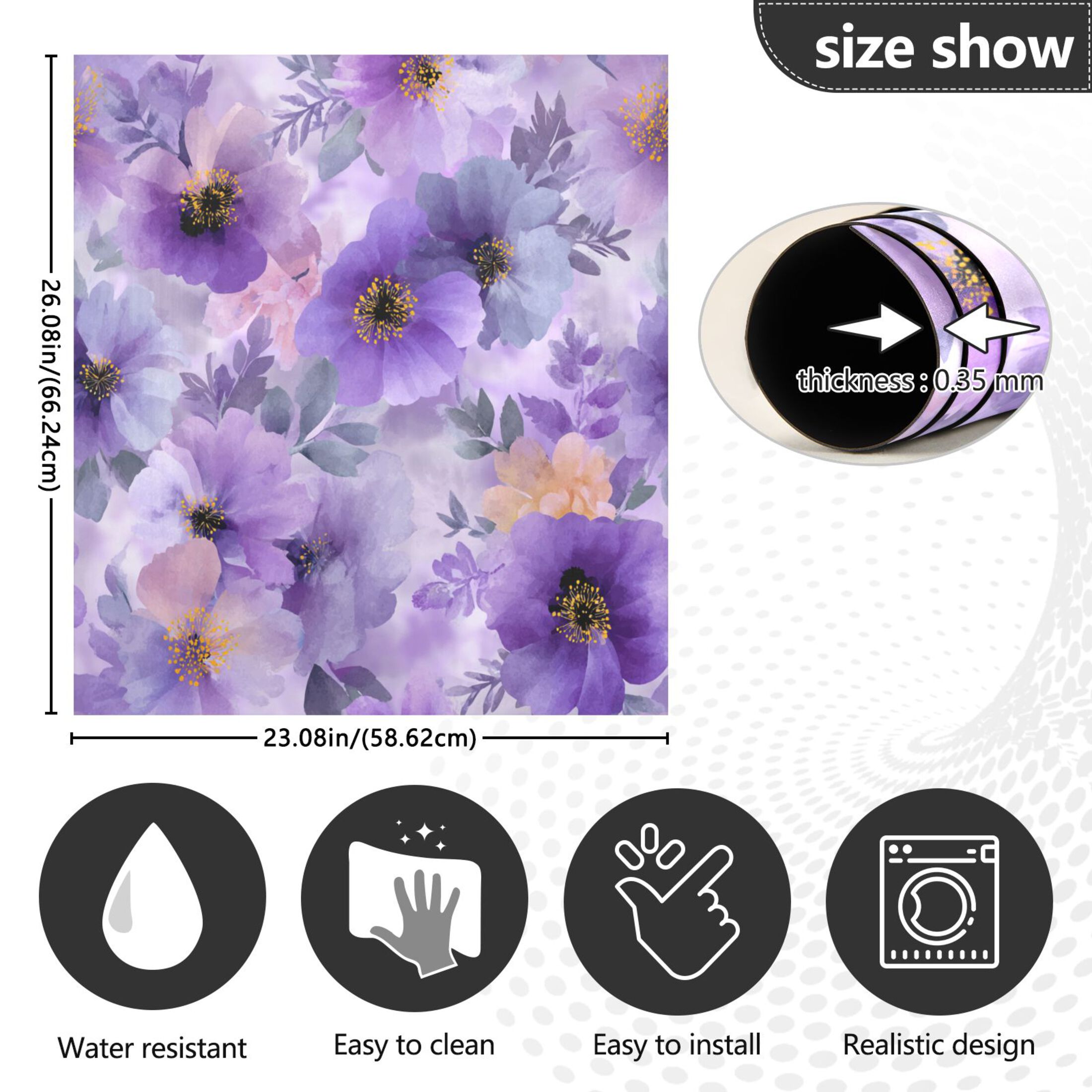 Dishwasher Magnetic Refrigerator Magnet Cover Sticker Home Decorative 23"x26" Dreamy Purple Watercolor Floral