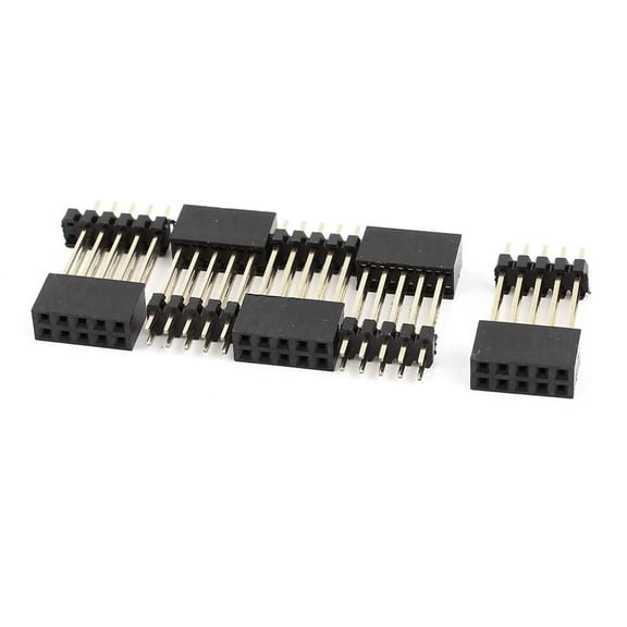 5 Pcs 2mm Pitch 2x5 Pin Female Dual Row Gold Straight Header Strip