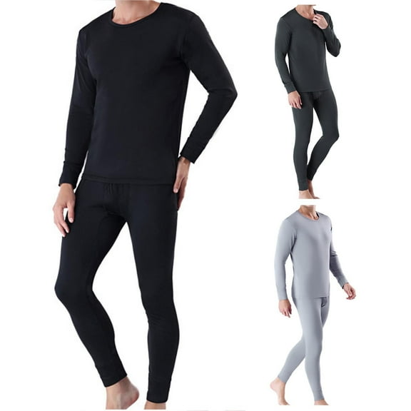 Miluxas thermal Underwear for Men Long Johns with Fleece Lined, Base Layer Men Cold Weather Top Bottom Gray