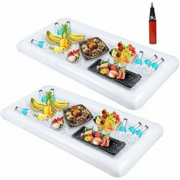 2 Pack Inflatable Serving Bar Buffet Cooler - Ice Tray for Food & Drinks, Portable for Parties, BBQ, Picnic, Pool Keep Cold All Day Reusable & Leak-Proof Summer Essentials