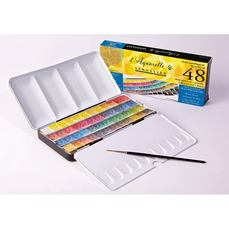 UPC: 3046451940134 | Sennelier French Artists Watercolor Metal Tin Set Half Pan 48-Colors
