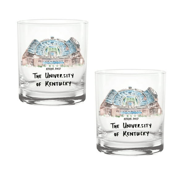 Kentucky Wildcats Laura Wilcox Watercolors 14oz Rocks Glass 2-Pack