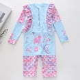 thumbnail image 2 of BOOMNY Toddler Baby Girls One Peice Swimsuits Long Sleeve Bathing Suit for Kids Cartoon Graphic Lightweight Summer Vacation Beach Swimwear, 2 of 4